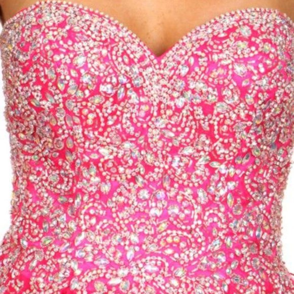 Strapless Ballgown Illusion Cape Prom Dress JT322 - Picture 5 of 8